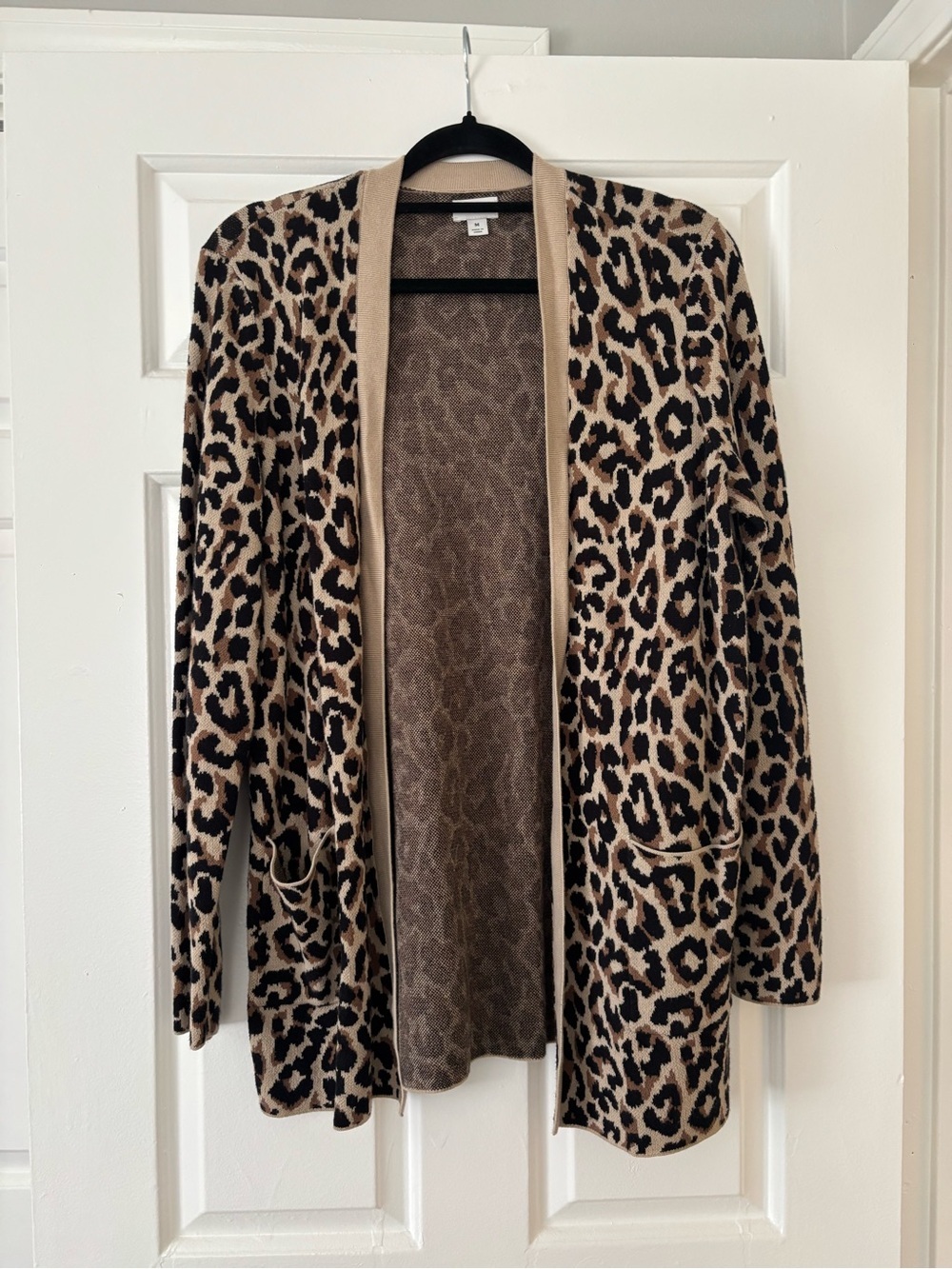 J.Crew Leopard Print Open Front Cardigan Sweater 100% Cotton - Size M - Like New